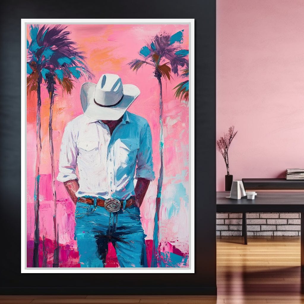 Cowboy Dreams Under Palms Canvas Wall Art
