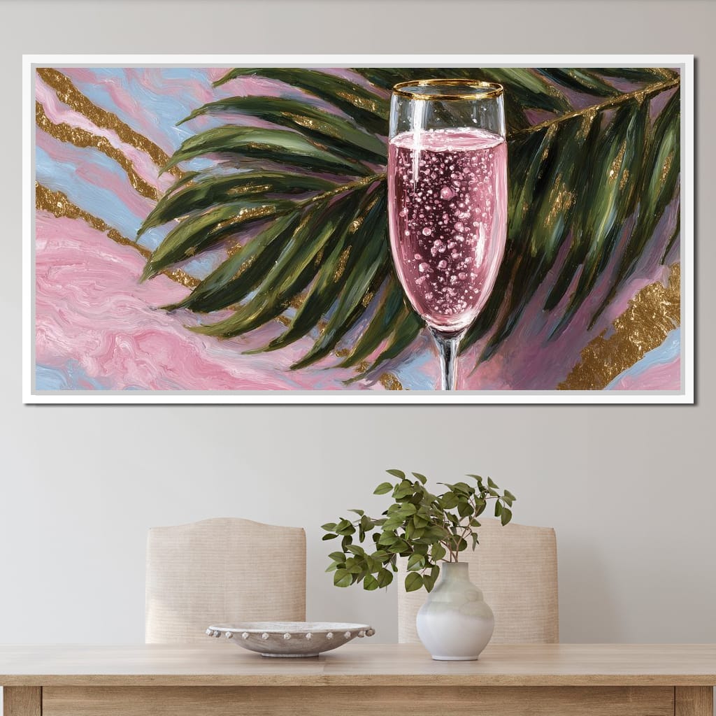 Pink Champagne Palm Luxe Canvas Wall Art