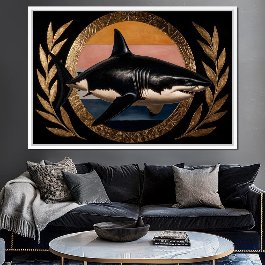 Gilded Shark Triumph Halo Canvas Wall Art
