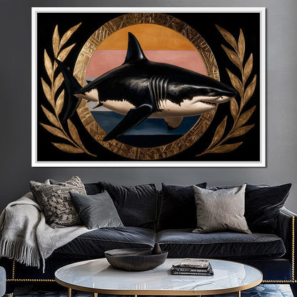 Gilded Shark Triumph Halo Canvas Wall Art