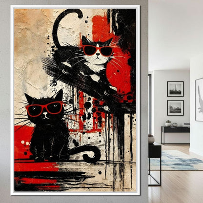Cool Cats Red Shades Duo Canvas Wall Art