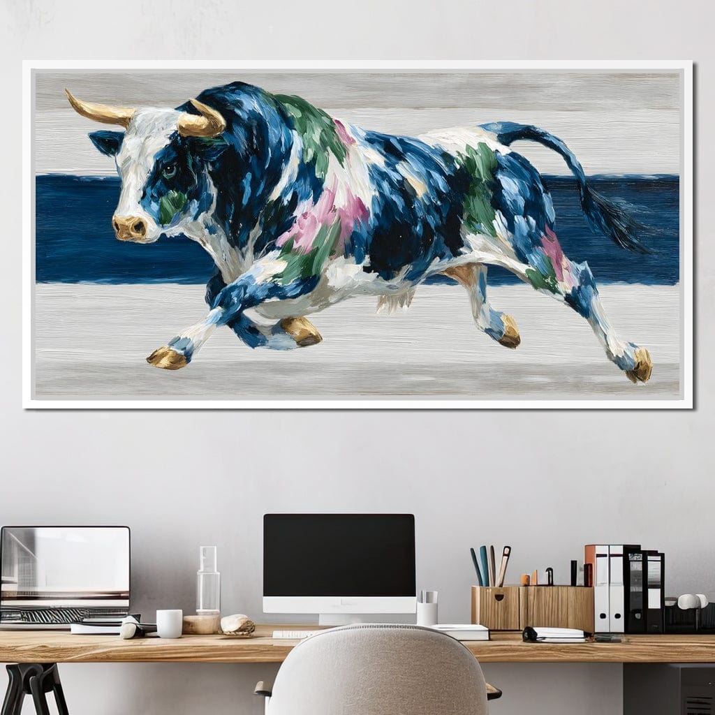 Charging Bull Color Fusion Canvas Wall Art