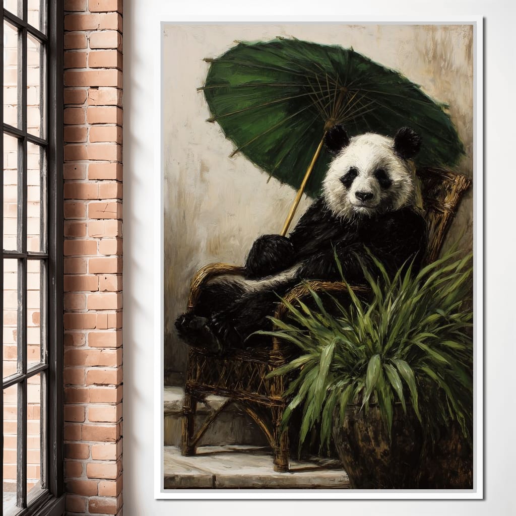 Panda Garden Parasol Calmness Canvas Wall Art