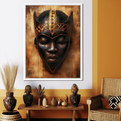 Golden Tribal Sentinel Canvas Wall Art
