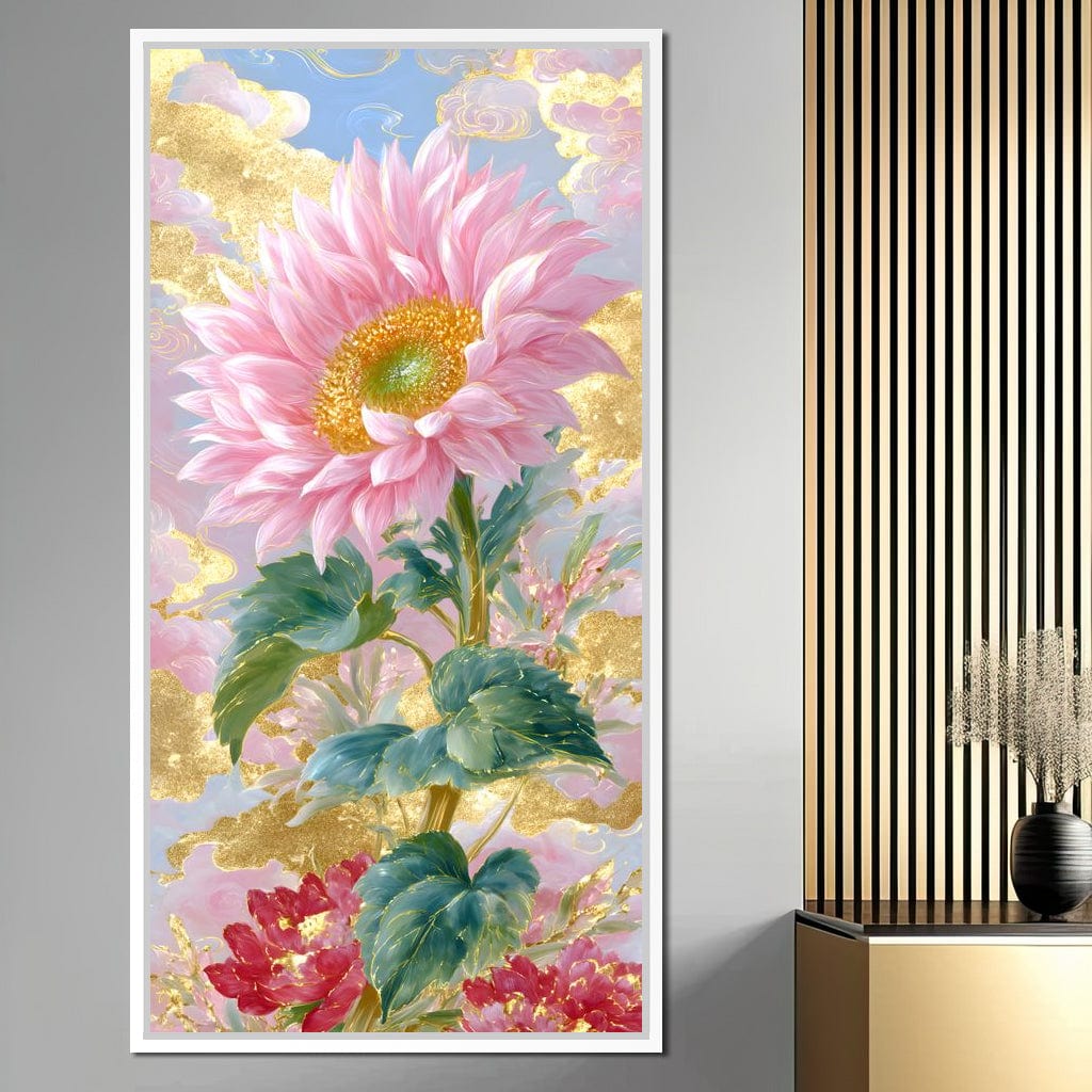 Golden Petal Reverie Blooming Canvas Wall Art