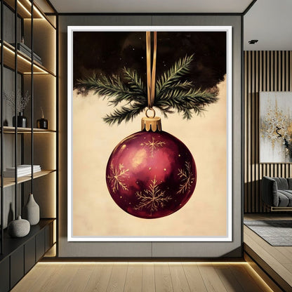 Golden Snowflake Ornament Cheer Canvas Wall Art