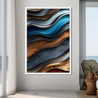 Colorful Wooden Waves 001 Canvas Wall Art