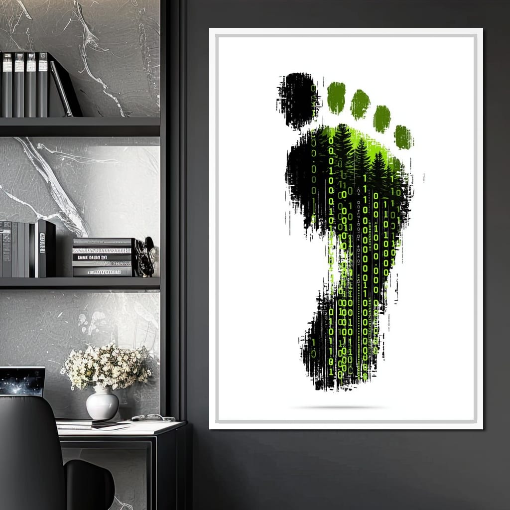 Digital Forest Footprint Code Canvas Wall Art