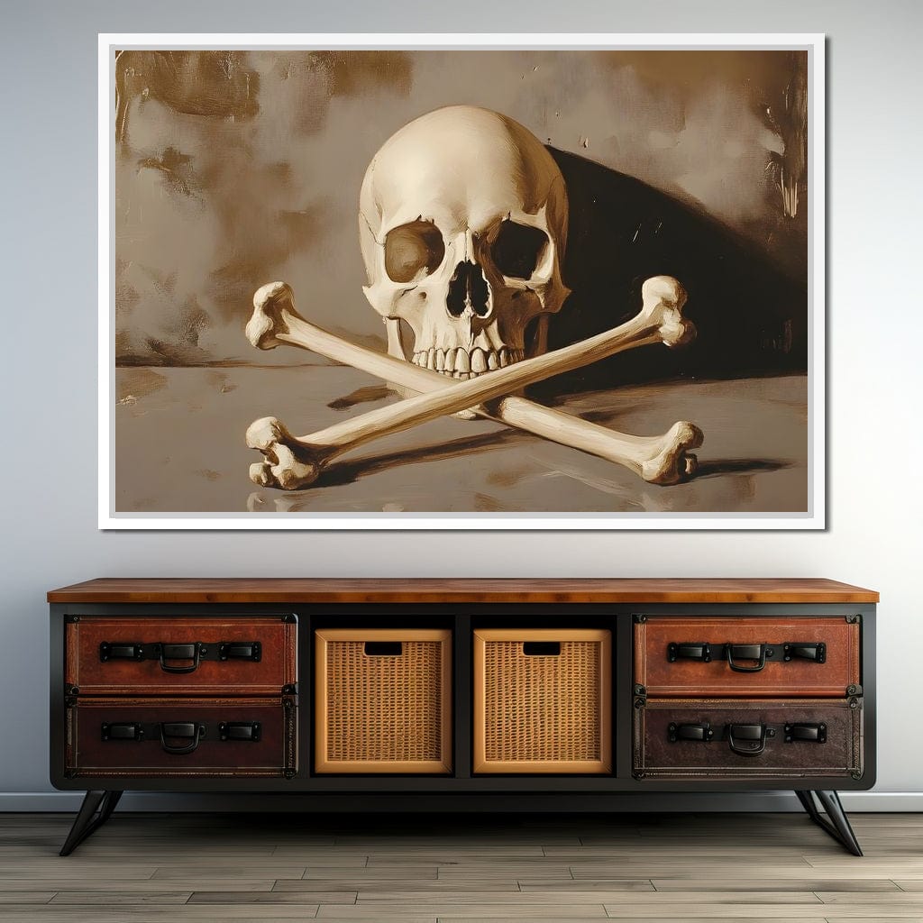 Sepia Skull And Crossbones Still Canvas Wall Art