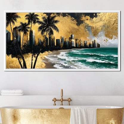 Miami Vibes in Gold Canvas Wall Art