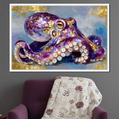 Gilded Violet Octopus Dream Canvas Wall Art
