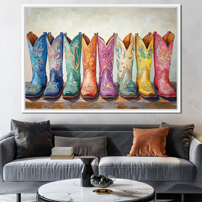 Western Boot Parade Canvas Wall Art