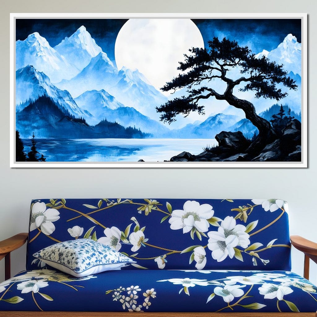 Moonlit Tranquil Peakscape Canvas Wall Art