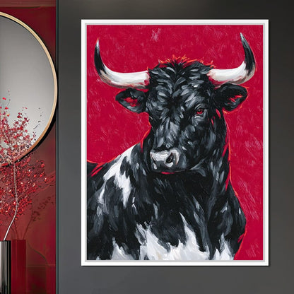 Bold Horned Bull Portrait Canvas Wall Art