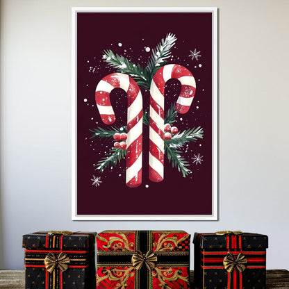 Candy Cane Christmas Treat Canvas Wall Art