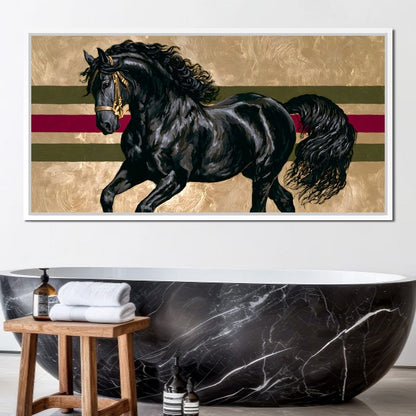 Golden Galloping Stallion Canvas Wall Art