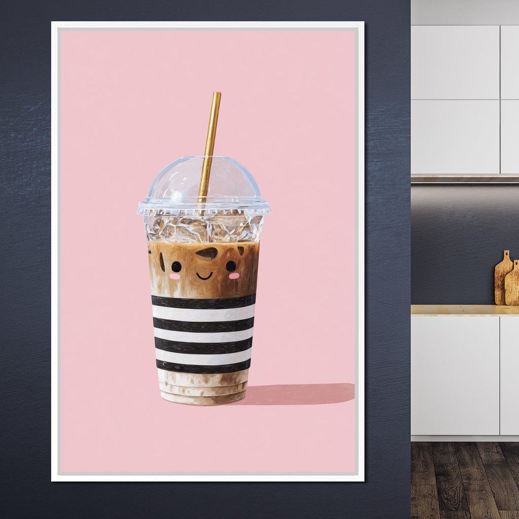 Happy Iced Latte Pop Minimalism Canvas Wall Art