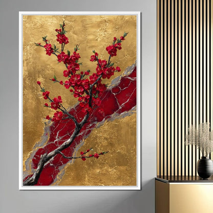 Golden Blossom Ascension Canvas Wall Art