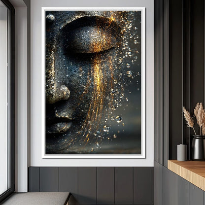 Golden Tranquil Buddha Flow Canvas Wall Art
