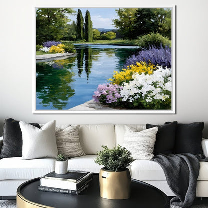 Garden Reflection Tranquil Pond Canvas Wall Art