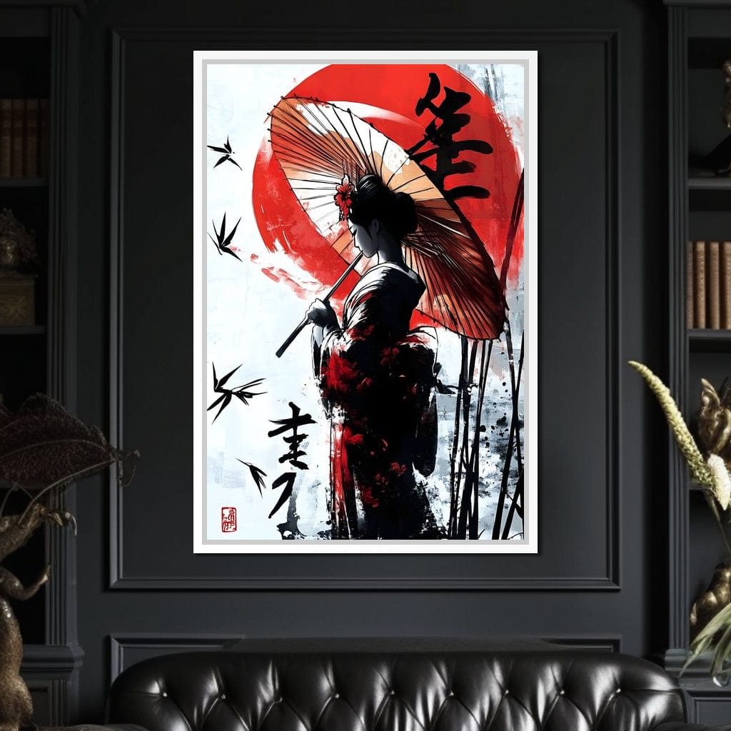 Geisha Elegance Sunlit Shadows Canvas Wall Art
