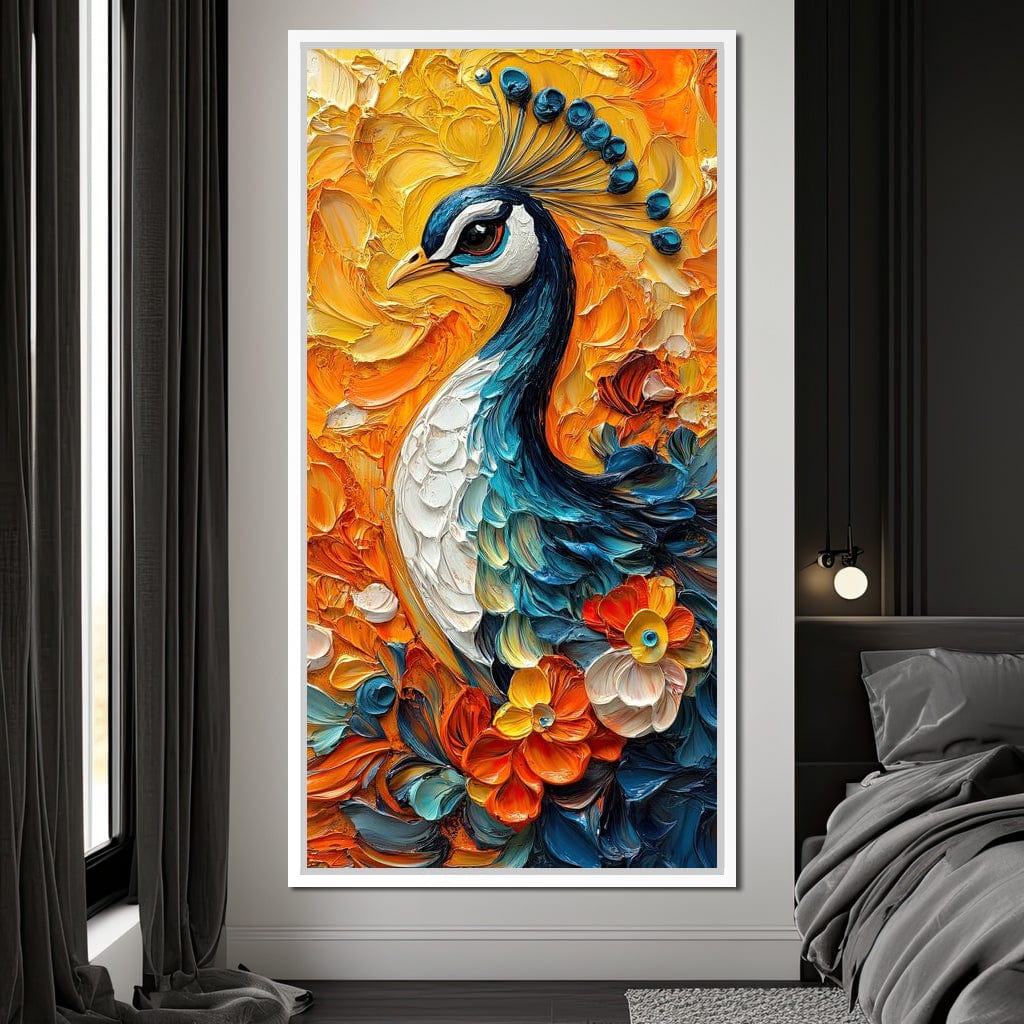 Radiant Peacock Garden Harmony Canvas Wall Art