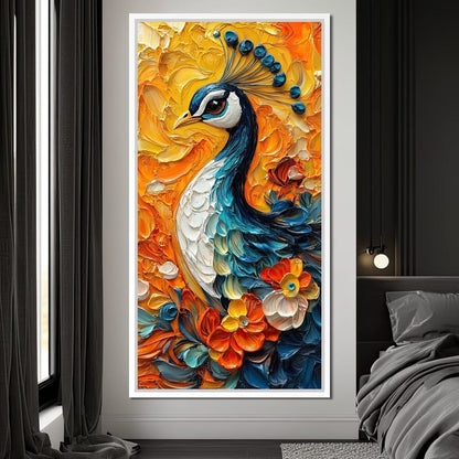 Radiant Peacock Garden Harmony Canvas Wall Art