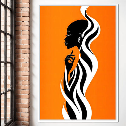 Ebony Flow on Tangerine Dreams Canvas Wall Art