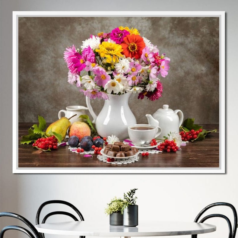 Flowers, Fruits, Chocolate & Coffee Canvas Wall Art