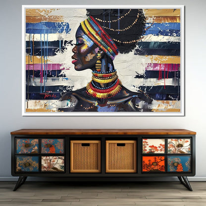 African Elegance in Ochre Gold Canvas Wall Art