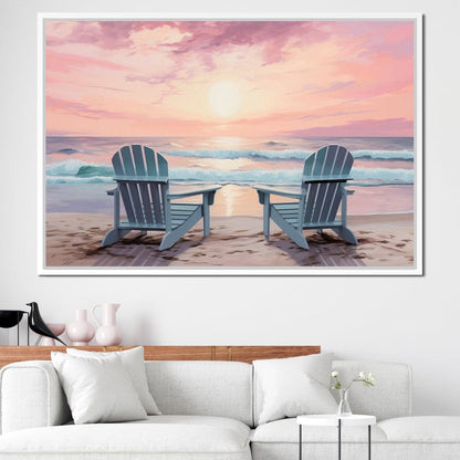 Vacation Beach Chairs Canvas Wall Art