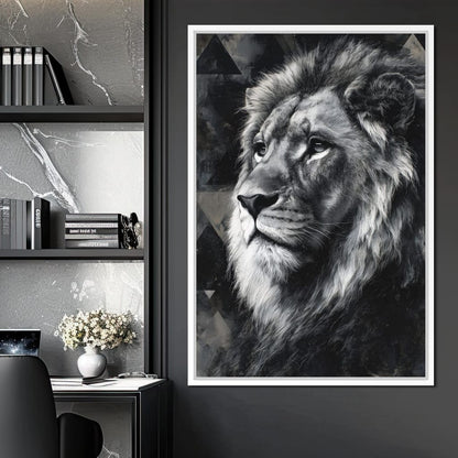 Monochrome Lion King Portrait Canvas Wall Art