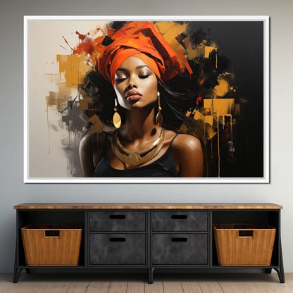 Black Gold Fashion Portrait Canvas Wall Art