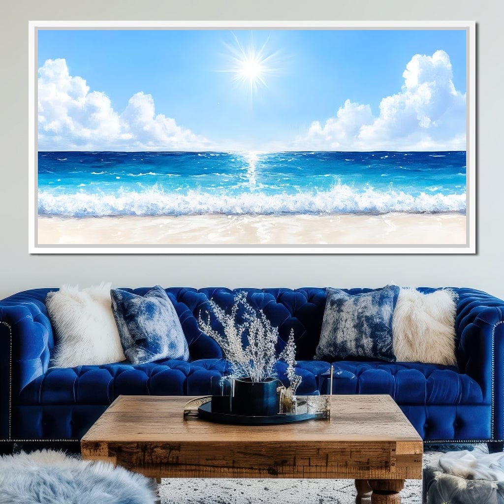 Endless Horizon Sunlit Beach Canvas Wall Art