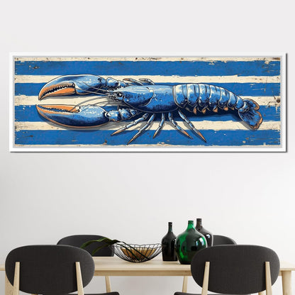 Nautical Blue Lobster Charm Canvas Wall Art