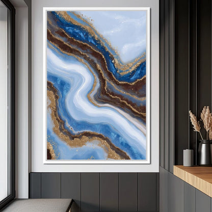 Blue Geode Gold River Flow Canvas Wall Art