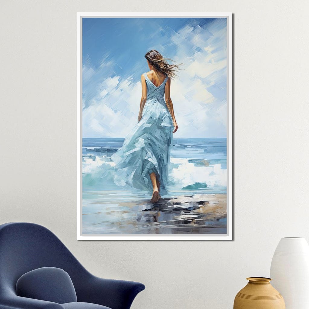 Azure Serenity Stroll Canvas Wall Art