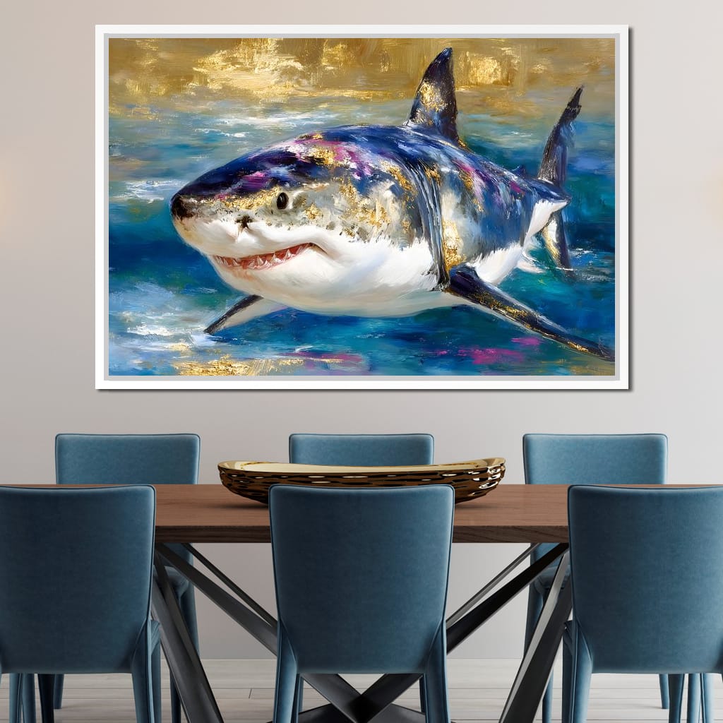 Gilded Great White Hunter Canvas Wall Art