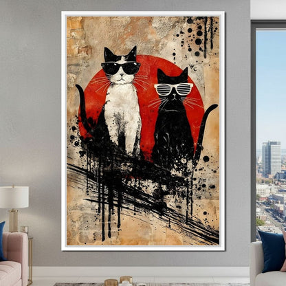 Streetwise Cats With Shades Canvas Wall Art