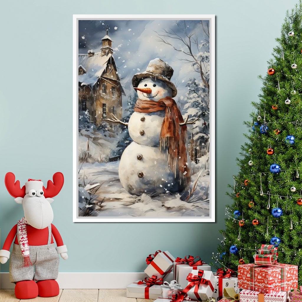 Christmas Snowman Canvas Wall Art