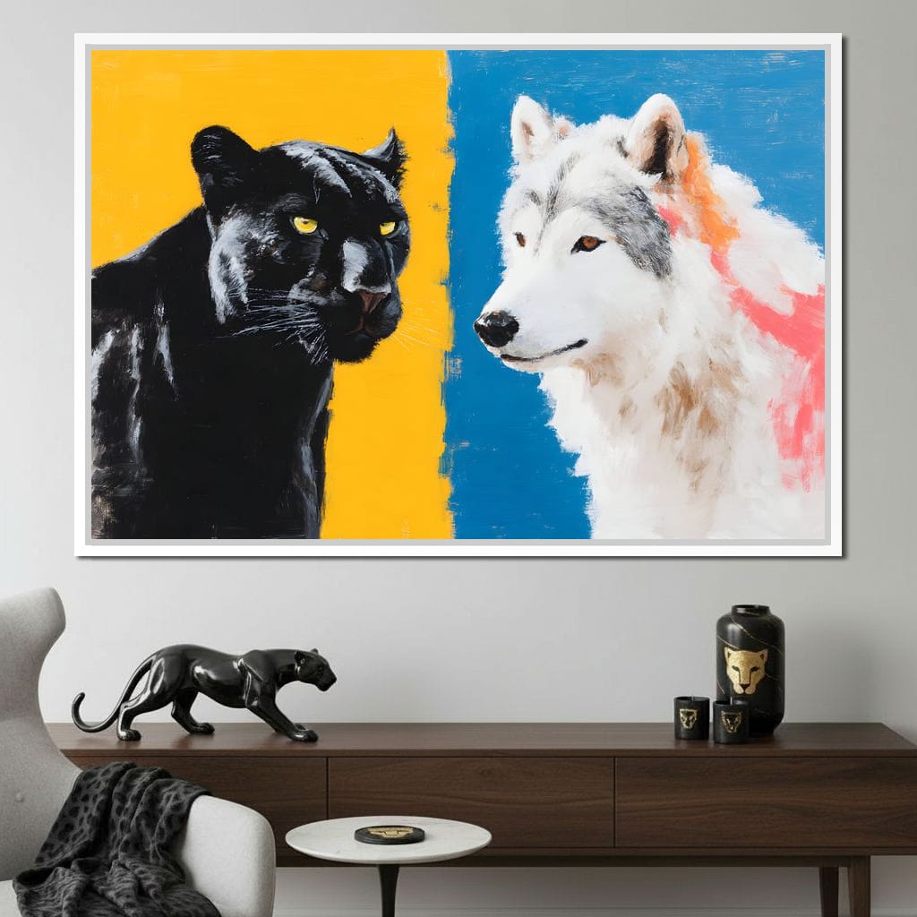 Panther And Wolf Color Clash Canvas Wall Art