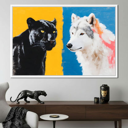 Panther And Wolf Color Clash Canvas Wall Art