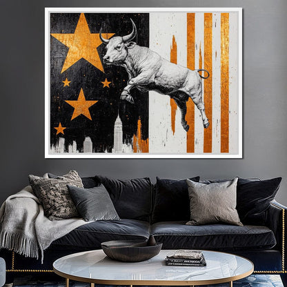 Bull Triumphs City Dreams Canvas Wall Art