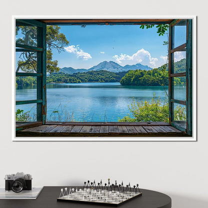 Serene Lakeside Retreat Canvas Wall Art