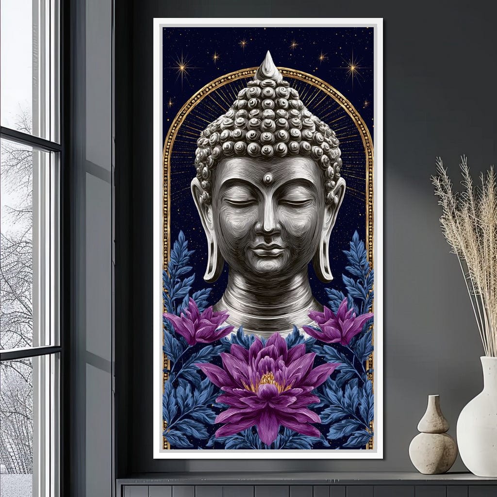 Buddha Lotus Radiance Under Stars Canvas Wall Art