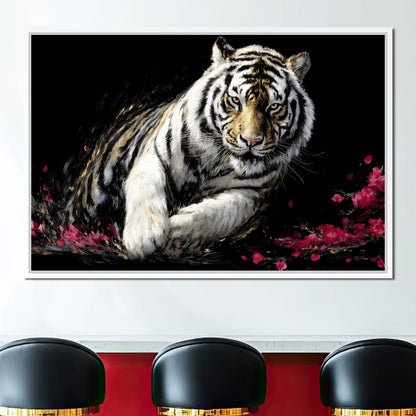 Snow Tiger Petal Shadow Canvas Wall Art