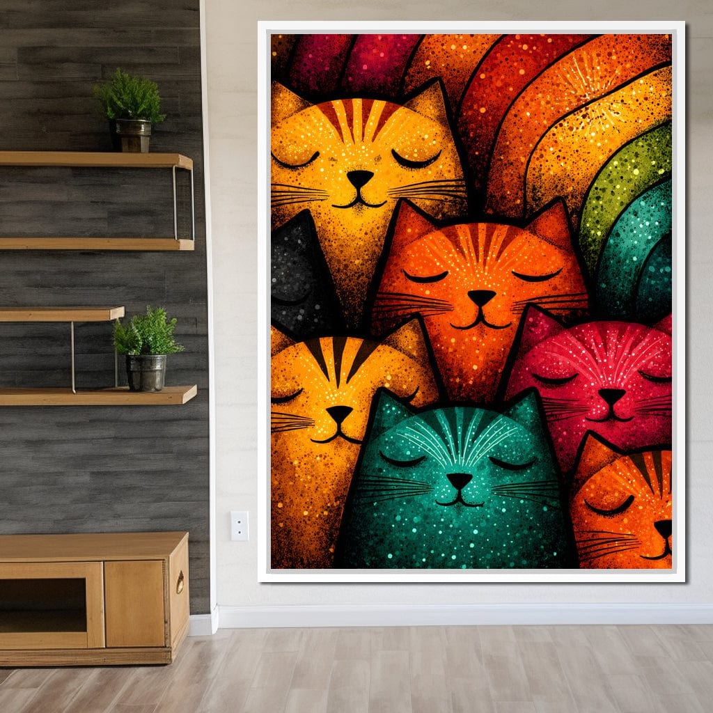 Dreamy Feline Kaleidoscope Canvas Wall Art