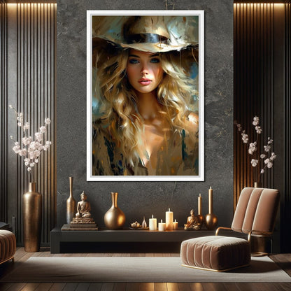 Golden Serenity Portrait Canvas Wall Art