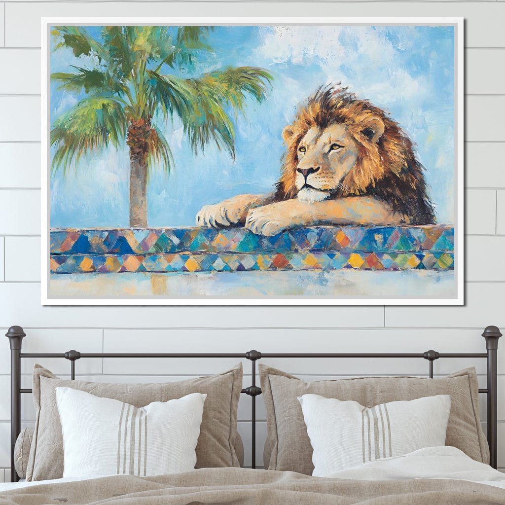 Lion Oasis Tranquility Canvas Wall Art