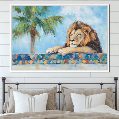 Lion Oasis Tranquility Canvas Wall Art